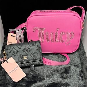 Juicy Couture Pink Crossbody and Black Wallet Set - NWT